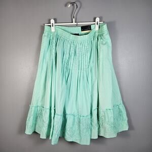 Lane Bryant Skirt Mint Green Flowy Lined Elastic Pleated Waist Size 14/16